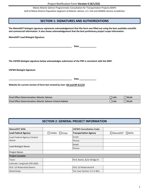 Project Notification Form - Maine Download Pdf