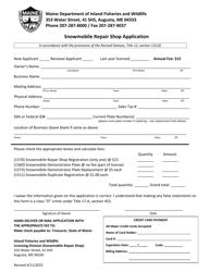 Document preview: Snowmobile Repair Shop Application - Maine