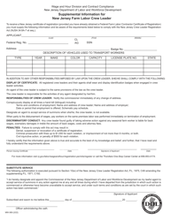 Form MW-369 &quot;Supplemental Information for New Jersey Farm Labor Crew Leader&quot; - New Jersey