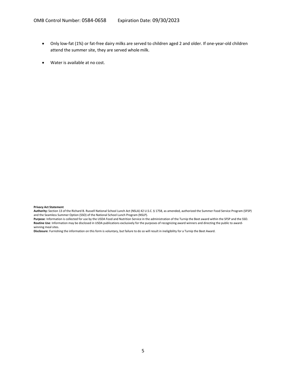 Turnip the Beet: High Quality Meals in the Summer Meal Programs Nomination Form, Page 5