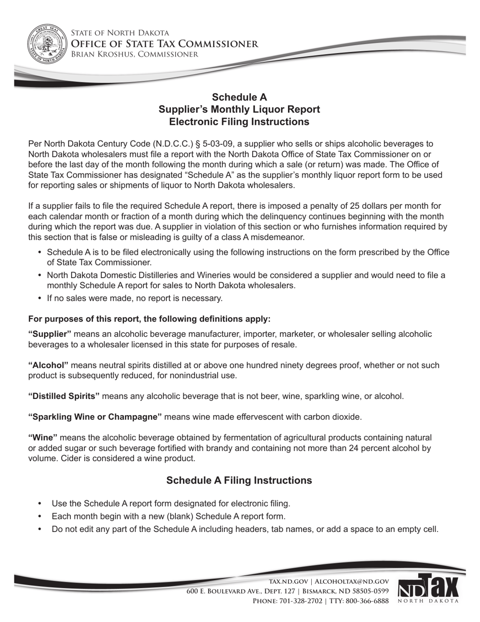 Download Instructions for Schedule A Supplier's Monthly Liquor Report