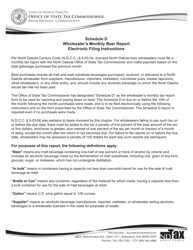 Document preview: Instructions for Schedule D Monthly Wholesaler Beer Report - North Dakota