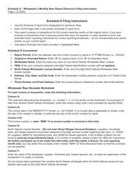 Instructions for Schedule D Monthly Wholesaler Beer Report - North Dakota, Page 2