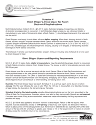 Instructions for Schedule H Direct Shipper&#039;s Annual Beer Tax Report - North Dakota