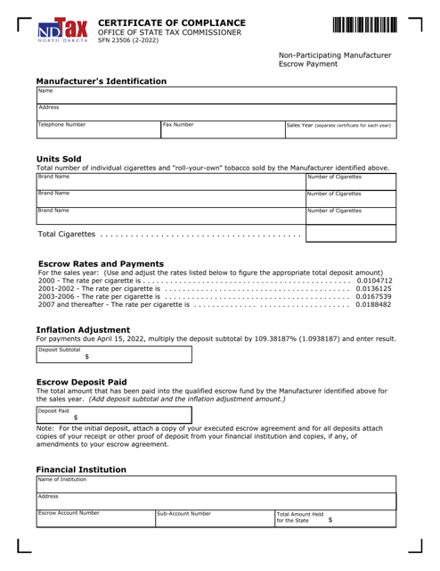 Form SFN23506  Printable Pdf