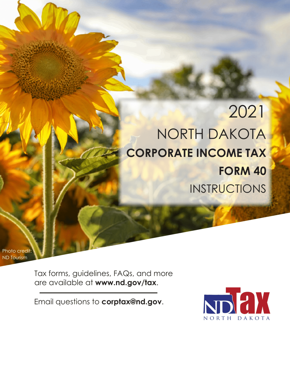 Instructions for Form 40, SFN28740 Corporation Income Tax Return - North Dakota, Page 1