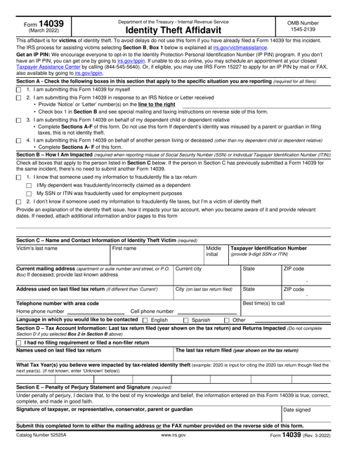 IRS Form 14039  Printable Pdf