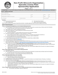 Form MV115 &quot;Non-profit 501(C)(3) Organization Specialty License Plate Sponsorship Application&quot; - Montana