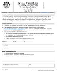 Form MV117 &quot;Sponsor Organization's Specialty License Plate Annual Certification Application&quot; - Montana, Page 3