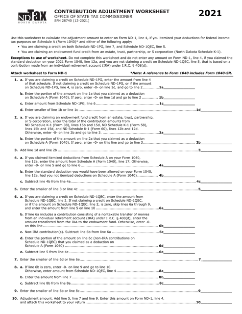 Form SFN28740 2021 Printable Pdf