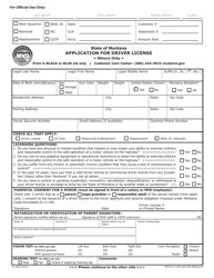 Document preview: Form 11-1402 Application for Driver License (Minors Only) - Montana