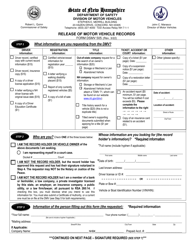 Document preview: Form DSMV505 Release of Motor Vehicle Records - New Hampshire