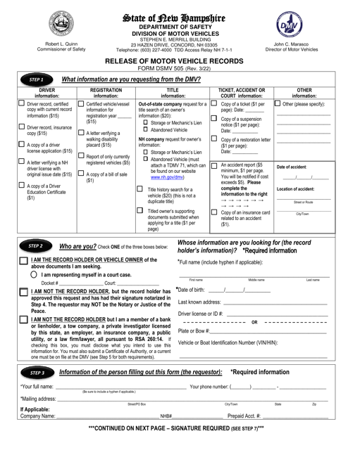 Form DSMV505  Printable Pdf