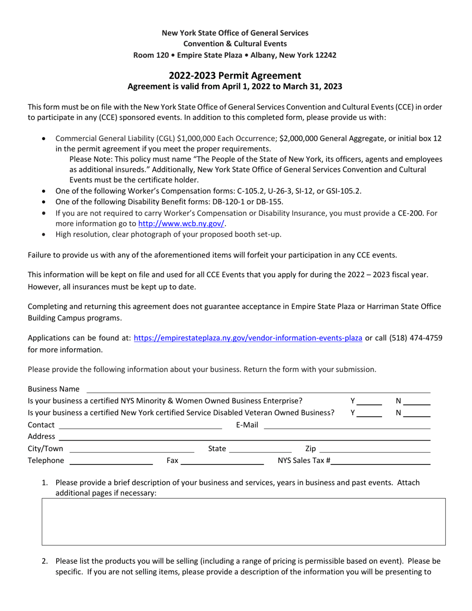 2023 New York Permit Agreement Fill Out, Sign Online and Download PDF