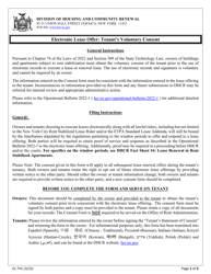 Document preview: Form EL-TVC Electronic Lease Offer: Tenant's Voluntary Consent - New York