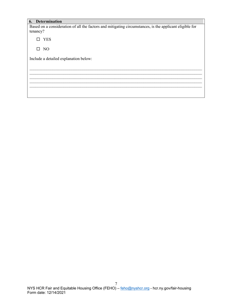 Feho Worksheet of Individualized Assessment for Credit Policy - New York, Page 7