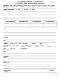 Document preview: Form OP-140137A Chronic Clinic and/or Routine/Physical Examination - Oklahoma