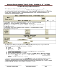 Document preview: Live Fire Training Authorization Form - Oregon