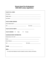 Pre-kindergarten Lottery Application - Rhode Island, Page 3