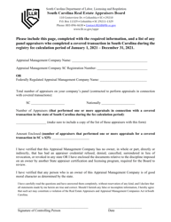Appraisal Management Company National Registry Form - South Carolina, Page 3
