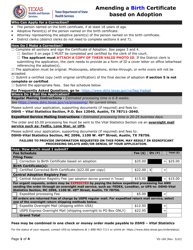 Form VS-160 Certificate of Adoption - Texas