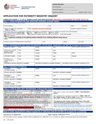 Form VS-134 Application for Paternity Registry Inquiry - Texas