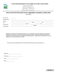 Document preview: Application for Fertilizer or Soil Amendment Blenders License (4005) - Utah