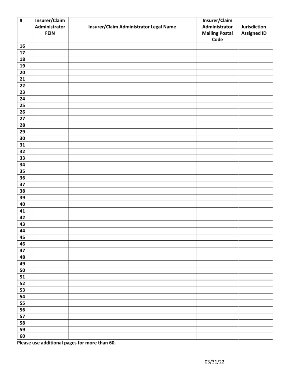 Electronic Partnering Insurer / Claim Administrator Id List - Utah, Page 2