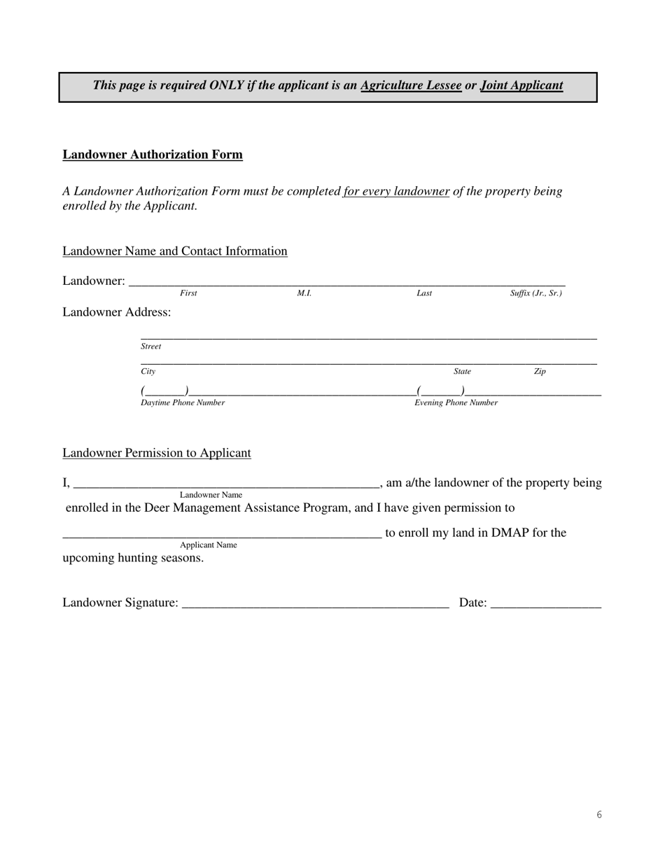 Form PGC-710-WM Regular Landowner / Lessee Application - Deer Management Assistance Program (Dmap) - Pennsylvania, Page 6