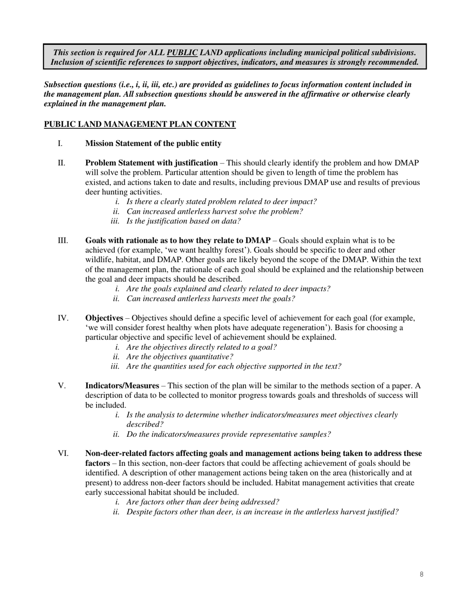 Form PGC-710-WM Regular Landowner / Lessee Application - Deer Management Assistance Program (Dmap) - Pennsylvania, Page 8