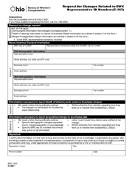 Document preview: Form C-267 (BWC-1399) Request for Changes Related to Bwc Representative Id Number - Ohio