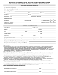 Document preview: Application for Rural Healthcare Facility Recruitment Assistance Program - South Dakota