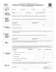 Form PPS-12 Verified Practitioner Registration Application - Hawaii