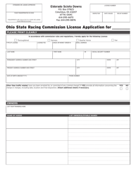 Document preview: Form OSRC1000 Ohio State Racing Commission License Application - Eldorado Scioto Downs - Ohio