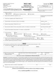 Document preview: Form REG-3-MC Application for Motor Carrier Road Tax - Connecticut, 2022