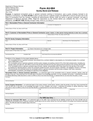 Form AU-964 Surety Bond and Release - Connecticut