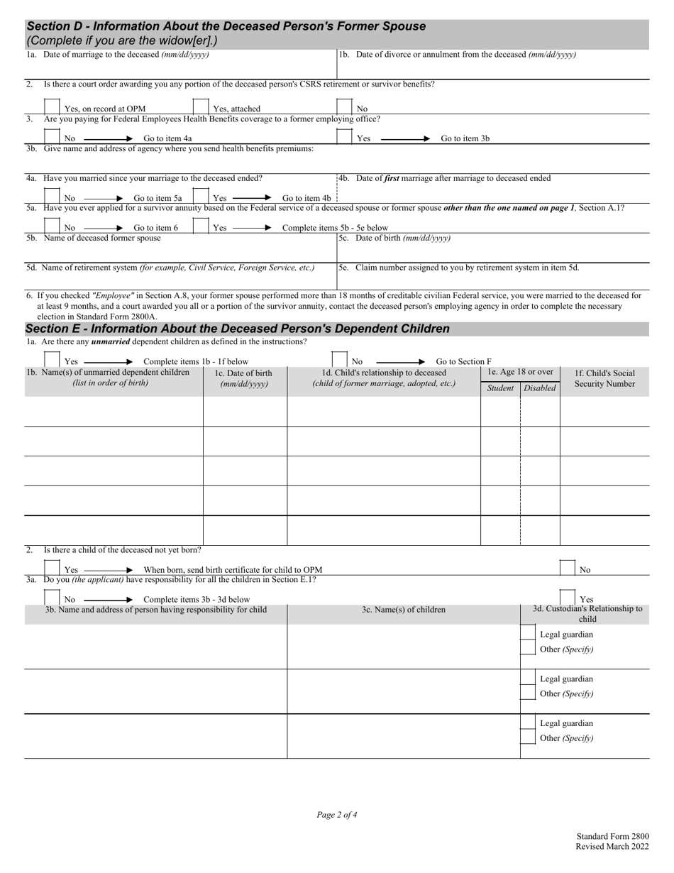 Form SF2800 Fill Out, Sign Online and Download Fillable PDF Templateroller