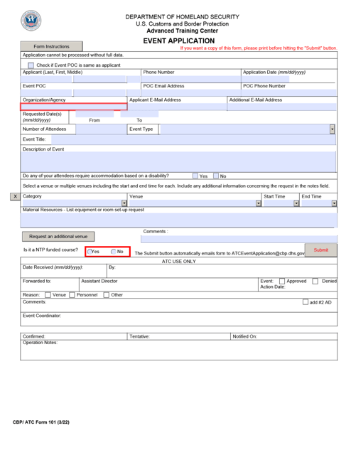CBP/ATC Form 101  Printable Pdf
