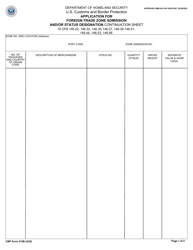 CBP Form 214B Application for Foreign-Trade Zone Admission and/or Status Designation - Continuation Sheet