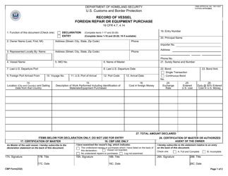 Document preview: CBP Form 226 Record of Vessel Foreign Repair or Equipment Purchase