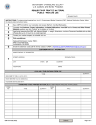 CBP Form 262 &quot;Request for Printed Material Public/Private Use&quot;