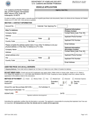 CBP Form 339C Vehicle Application