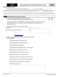 Document preview: Arizona Form 312 (ADOR10151) Agricultural Water Conservation System Credit - Arizona