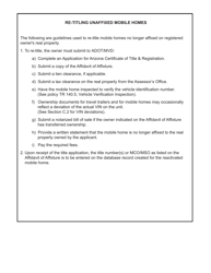 Form DOR82529 Affidavit for Re-titling or Destroying Mobile Home - Arizona, Page 2