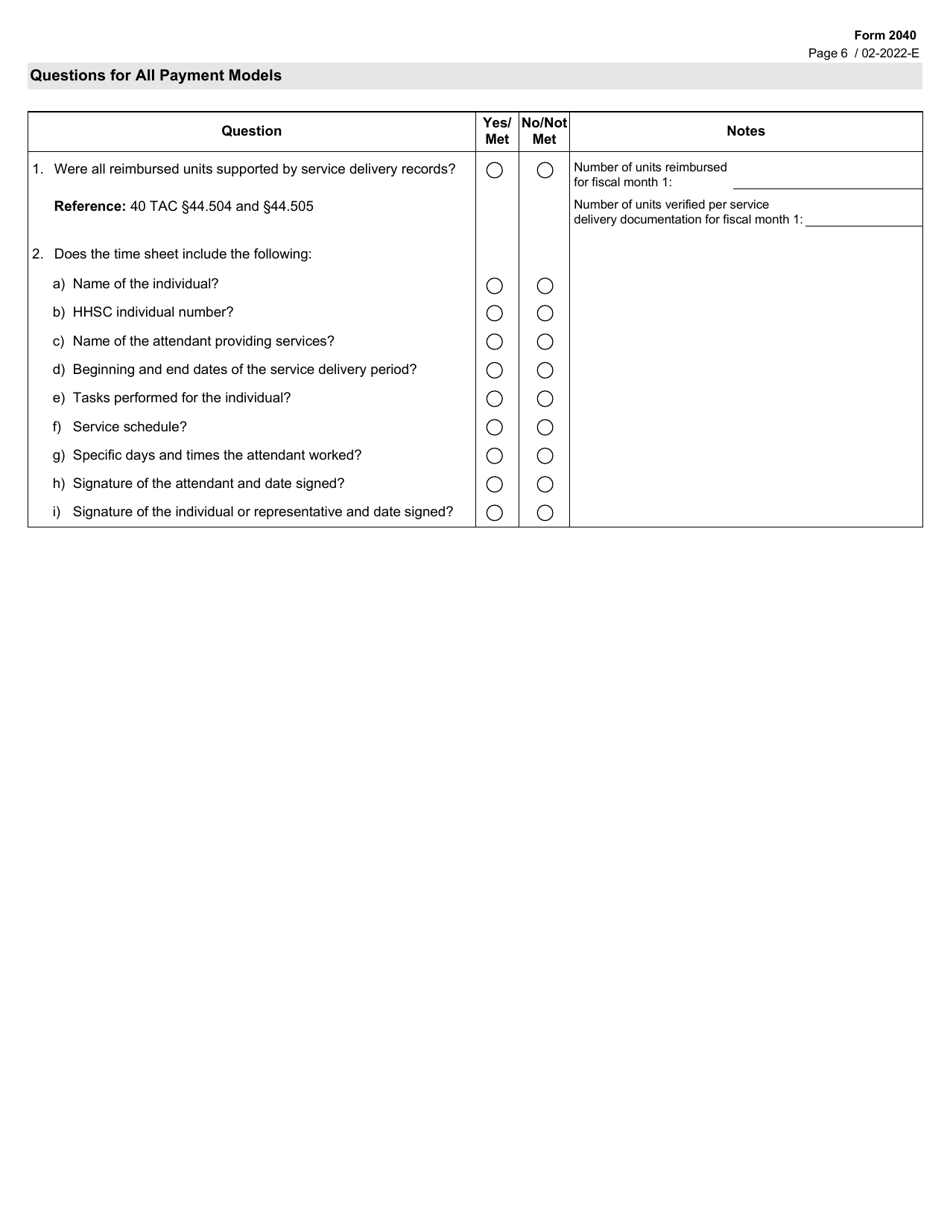 Form 2040 Cmpas Co-pay Worksheet - Texas, Page 6