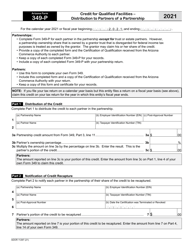 Document preview: Arizona Form 349-P (ADOR11297) Credit for Qualified Facilities - Distribution to Partners of a Partnership - Arizona