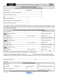 Document preview: Arizona Form A-4C (ADOR10761) Request for Reduced Withholding to Designate for Tax Credits - Arizona