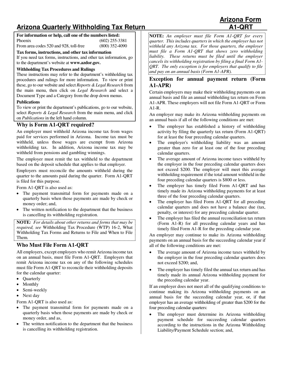Arizona Form A1-QRT (ADOR10888) Arizona Quarterly Withholding Tax Return - Arizona, Page 3