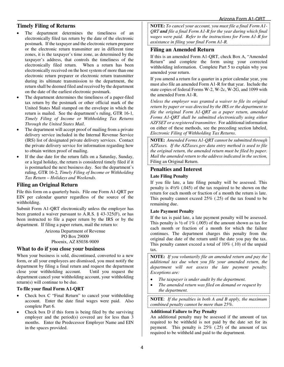 Arizona Form A1-QRT (ADOR10888) Arizona Quarterly Withholding Tax Return - Arizona, Page 6