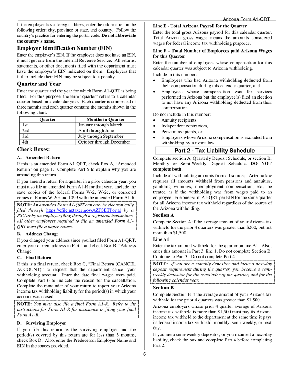 Arizona Form A1-QRT (ADOR10888) Arizona Quarterly Withholding Tax Return - Arizona, Page 8